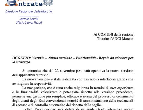 Vitruvio – Nuova versione – Funzionalità – Regole da adottare per la sicurezza